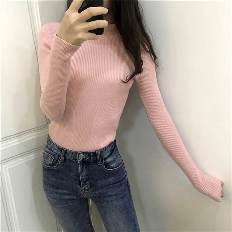 Fashion Women Turtleneck Pullover Sweater Winter Tops Jumper Casual Knitted Bottoming Shirt Elastic Sweaters | Женская одежда