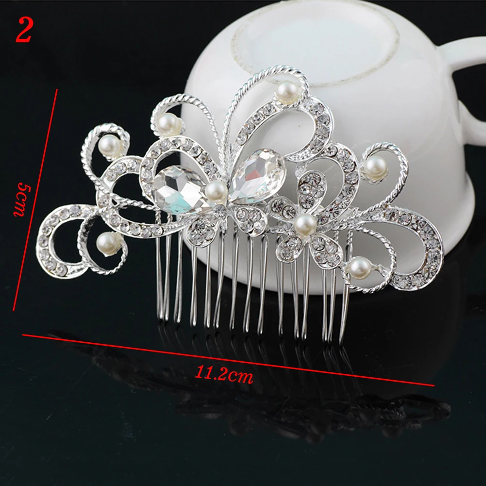 

1x Wedding Hair Combs For Bride Crystal Rhinestones Pearls Women Hairpins Bridal Headpiece Hair Jewelry Accessories