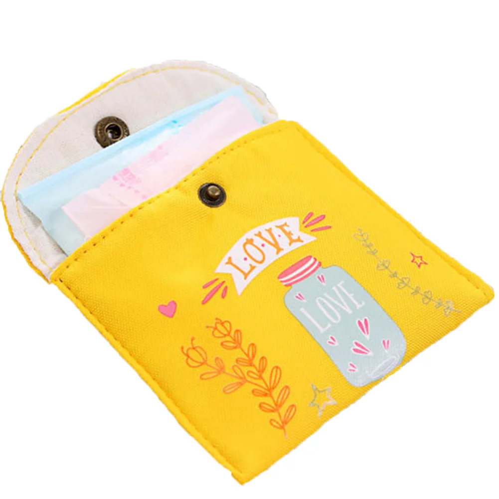 

Girls Diaper Sanitary Napkin Storage Bag Canvas Sanitary Pads Package Bags Coin Purse Jewelry Organizer Credit Card Pouch Case 5