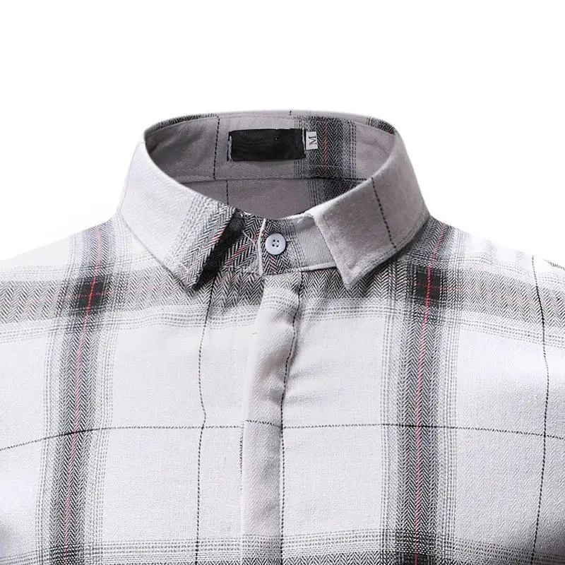 

Men's Plaid Shirt Slim Fit Blouse Shirts Casual Short-sleeved Mens Shirts Camisa Masculina Chemise Black Homme Button Top YS56