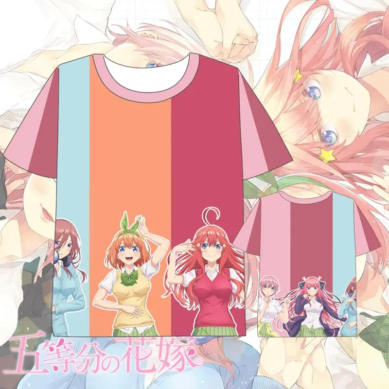 Хит продаж! Футболка с коротким рукавом для мужчин и женщин в стиле аниме Quintuplets Go Toubun no Hanayome|Мужские