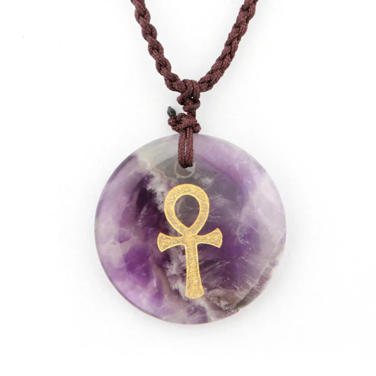 Ankh крест кулон Фиолетовый Кристалл религиозный Крест шаблон ожерелье Aura