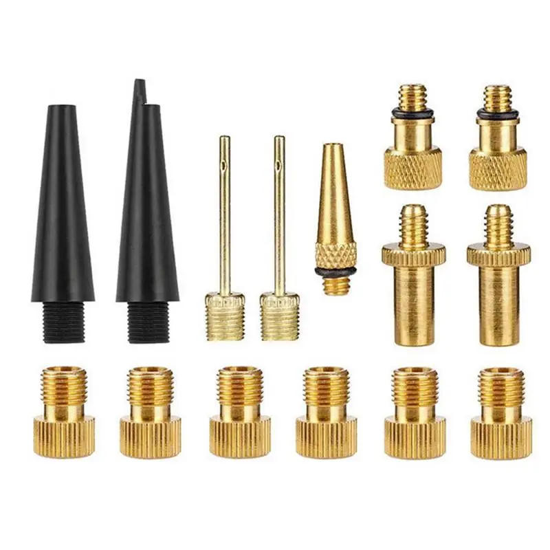 16pcs/set Bike Presta Schrader Valve Adapter SV AV DV Bicycle Pump Needles Adaptor Bike Tire Inflator Air Pump Compressor