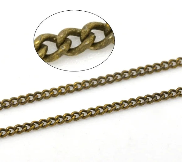 

DoreenBeads Antique Bronze Link-Soldered Curb Chains Findings 1.8x1.3mm, sold per lot of 10M (B15096), yiwu