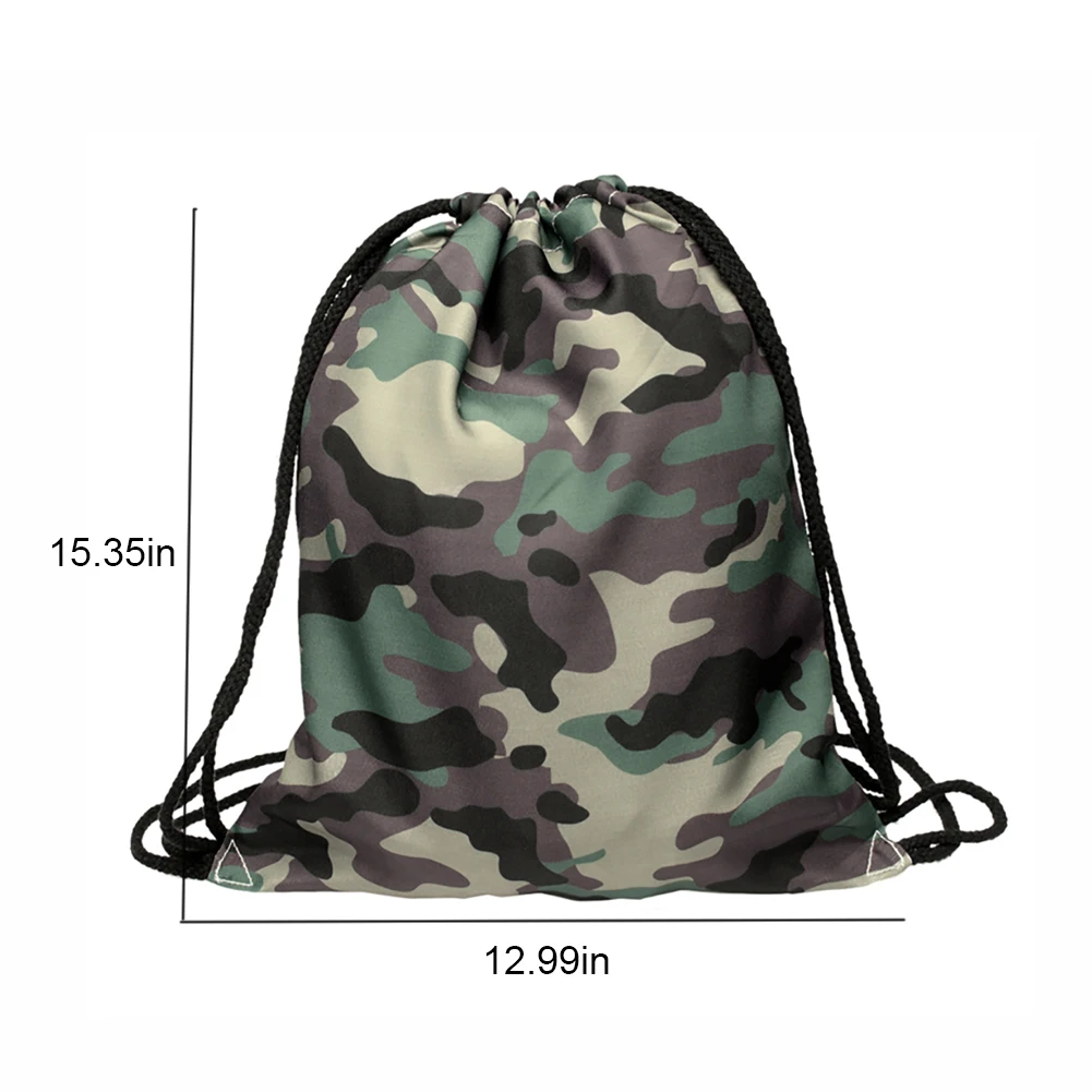 Ткань Оксфорд 3D с принтгом в виде камуфляжной Drawstring Рюкзак луч карман сумка для
