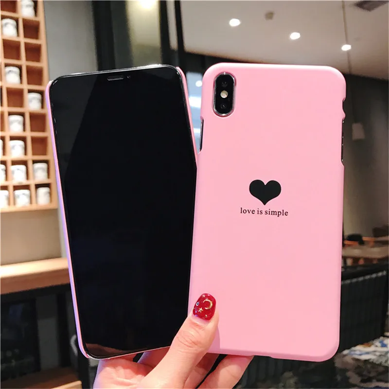 USLION Couples Love Heart Pattern чехол для телефона iPhone 6 6s 7 8 Plus Жесткий ПК простой с надписью X XS