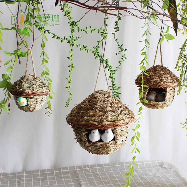 2019 straw Birds Nest Natural Grass Egg Cage Outdoor Decorative Hanging Parrot House home decoration | Дом и сад