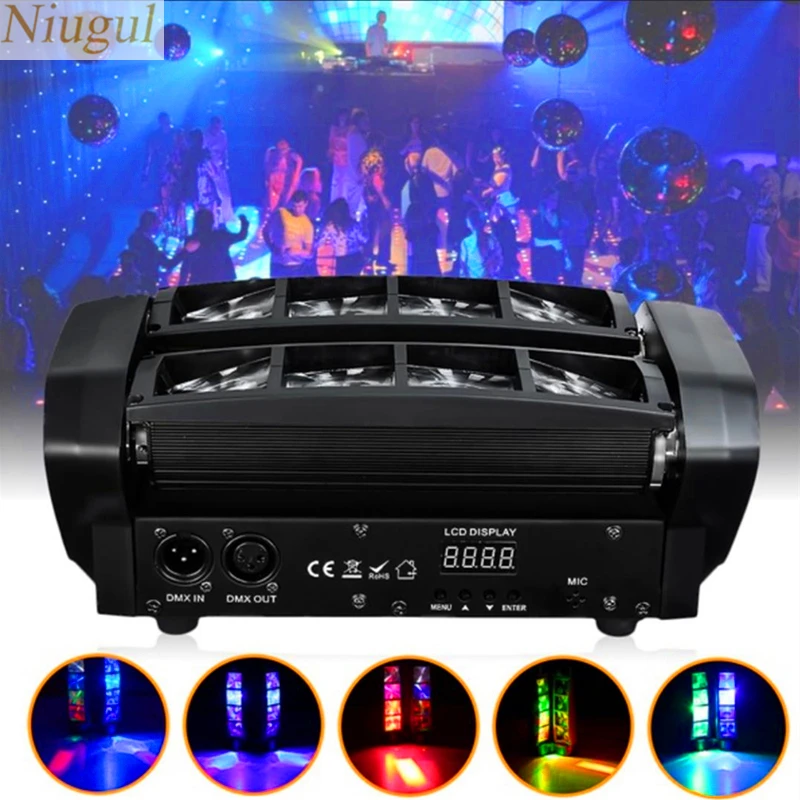 Светодиодный мини-светильник-паук 8x10 Вт RGBW DMX512/Auto/Sound Control сценический