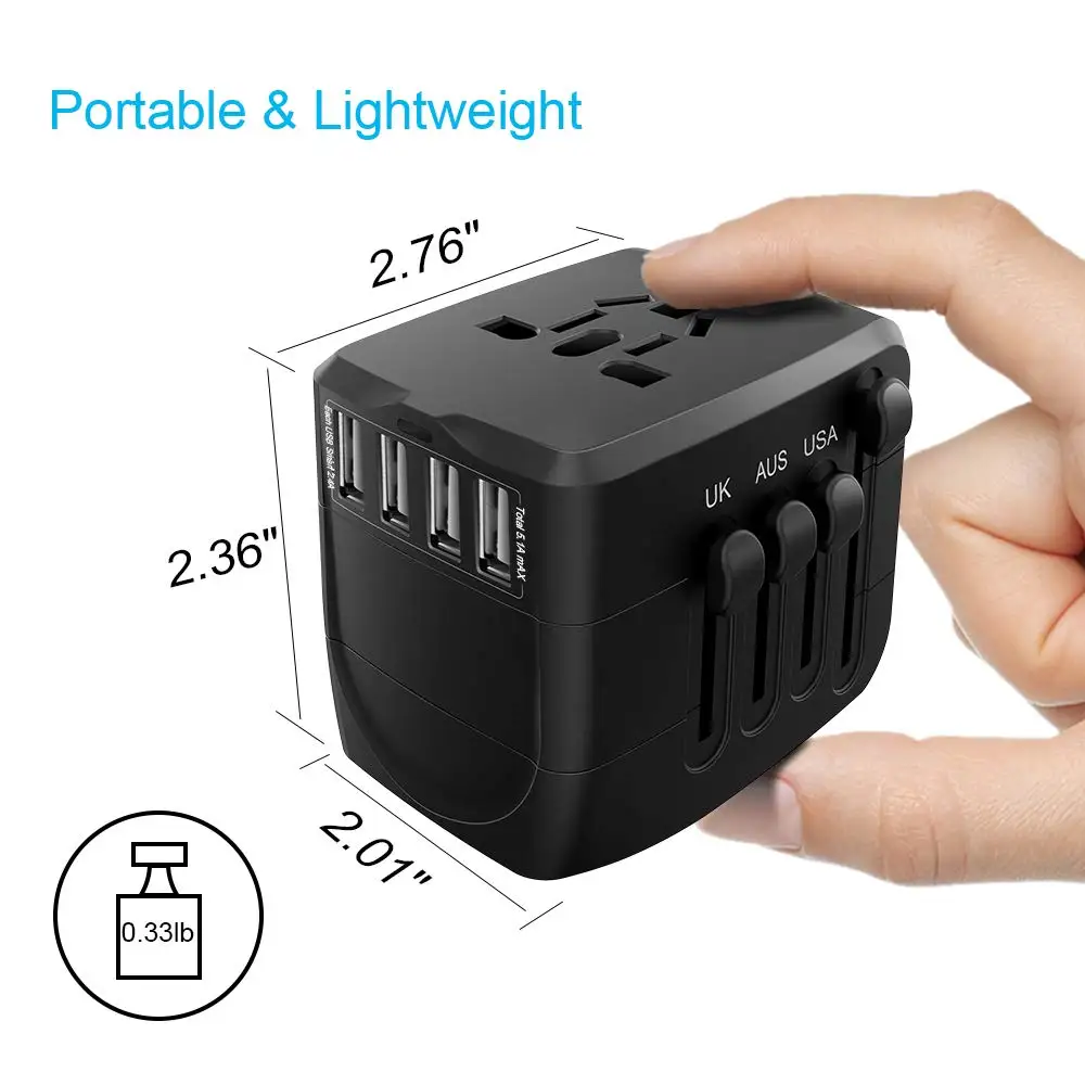Highever 2400 W Международный дорожный Универсальный адаптер питания 4 USB 3 0 настенное
