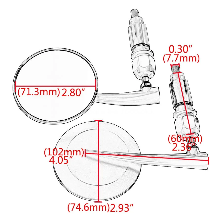 

Motorcycle7/8" 22mm Rubber Handlebar Hand Grip with Rear View Handle Bar End Side Rearview Mirrors Fit For Yamaha Harley Honda