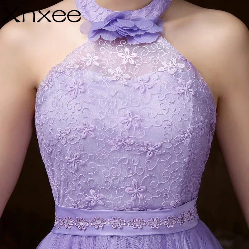Новые платья на шнуровке Xnxee весну и осень 2018 короткое платье фиолетового