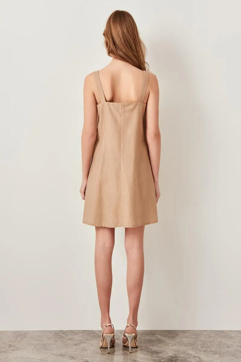 Trendyol Camel платье с пуговицами TWOSS19EH0141|Женские платья| |