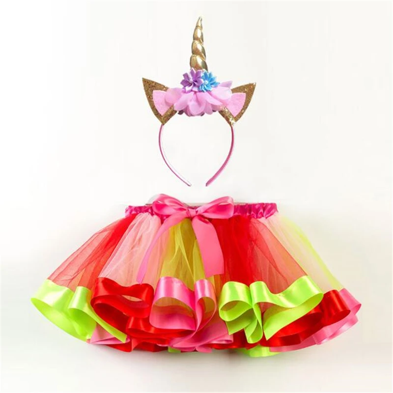 

Cute Girls Rainbow Unicorn Costume Cosplay Halloween Costume For Kids Tutu Dress