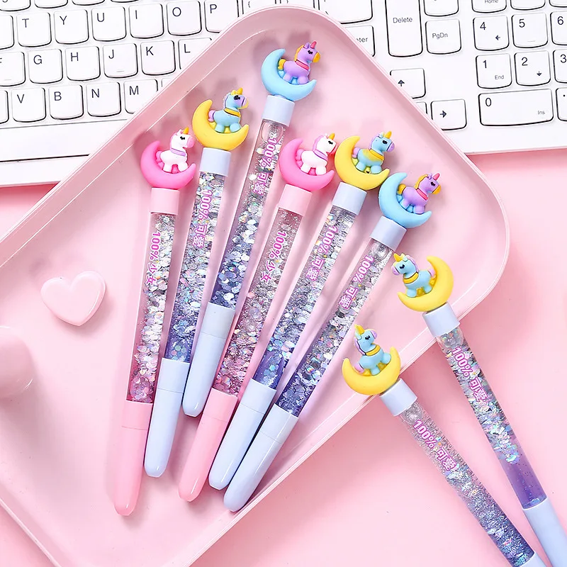 

Unicorn And Lovely Moon 0.5mm Cartoon Gel Pen Fancy Shiny Stationery Kawaii Pen Cute Gift For Children School Supply
