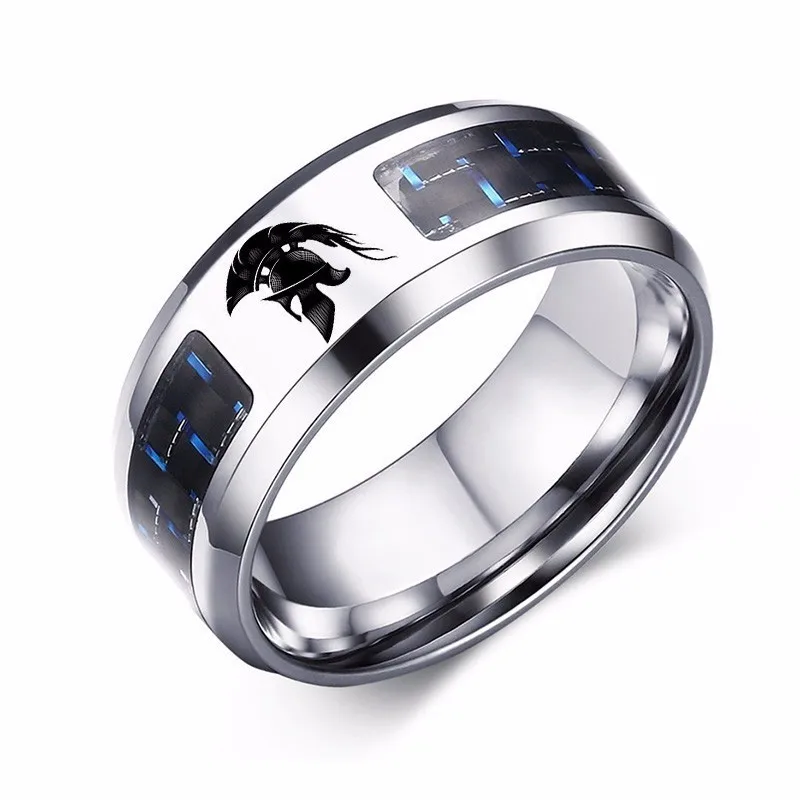 

Personalized Engraved Spartan Gladiator Warrior Stainless Steel with Carbon Fiber Ring for Men Jewelry