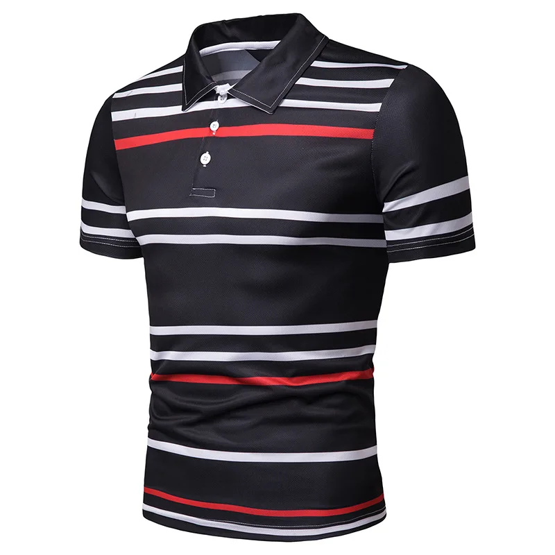 Мужская рубашка поло с коротким рукавом контрастная Повседневная приталенная в