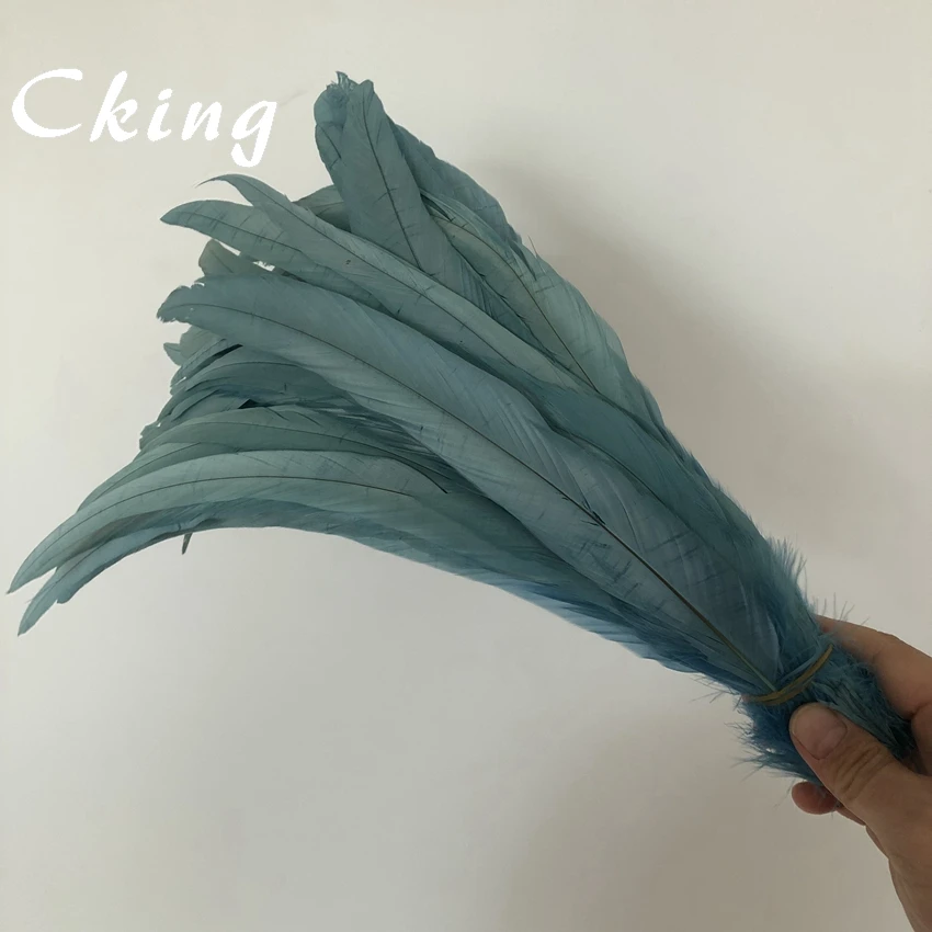 

New Coming Factory wholesale 100pcs/lot rooster tail feather Sky Blue 25-30cm(10-12inch) colored feathers for sale Chicken plume