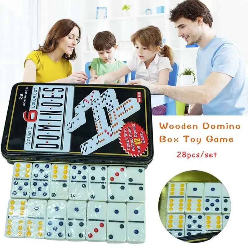 2019 White Color Dot Dominoes Set Simple Iron Boxed Fun Domino Toy Casual Game Card For Home Family Traveling | Спорт и развлечения