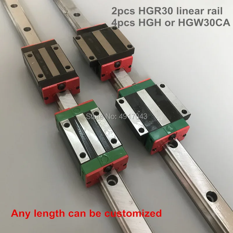 

30MM 2pcs linear rail HGR30 1100 to 1500mm cnc parts and 4pcs HGH30CA or HGW30CC linear guide rails block HGW30CC hgh30