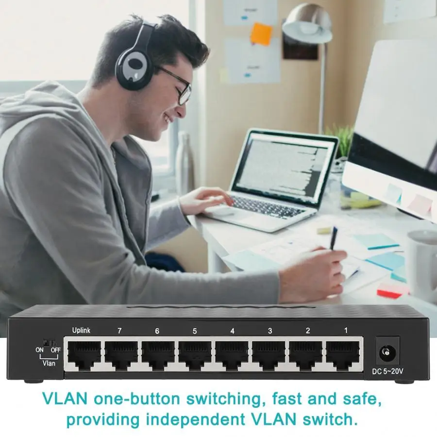 Высокопроизводительный сетевой хаб VLAN С 8 портами настольный коммутатор Gigabit