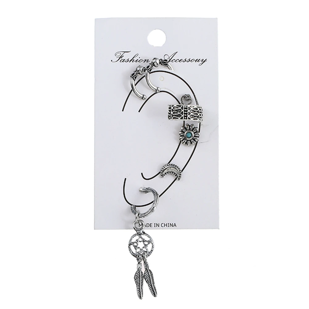 7 шт. металлические ушные гвоздики Набор Винтажный Стиль Мода Серебряный цвет