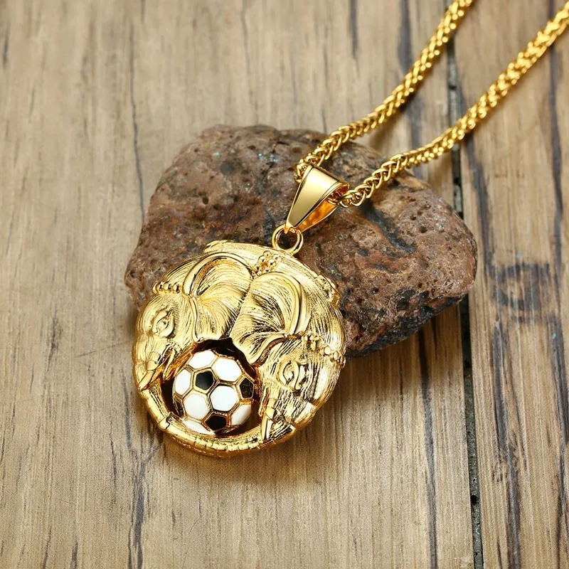 Vnox Mens Football Necklaces Gold Color Stainless Steel Elephant Playing Game Pendant Gifts for Him | Украшения и аксессуары