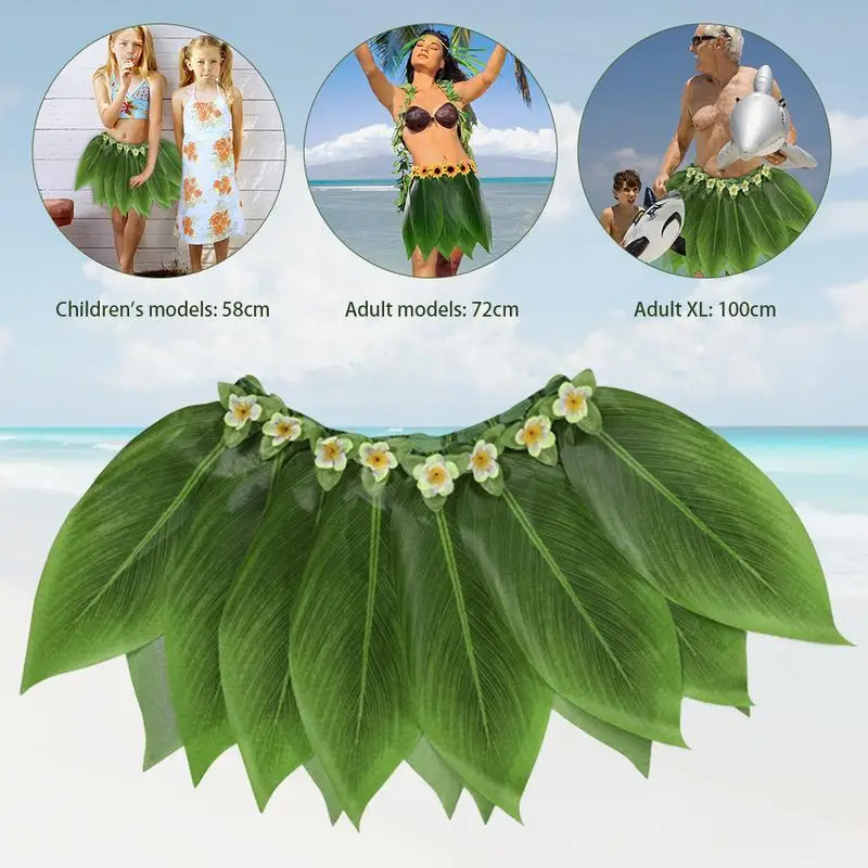 Гавайская Юбка Hula для вечеринки юбка с имитацией листьев взрослых и детей