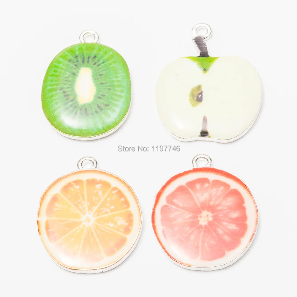 

Fresh Natural Enamel Fruit Pendant Kiwi Apple Orange Lemon Shape Metal Creative Pendants Jewelry Crafts For Bracelet Making 2019