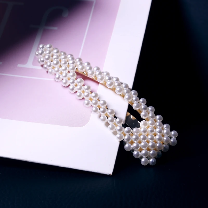Элегантная металлическая заколка с жемчугом для волос корейский дизайн головной