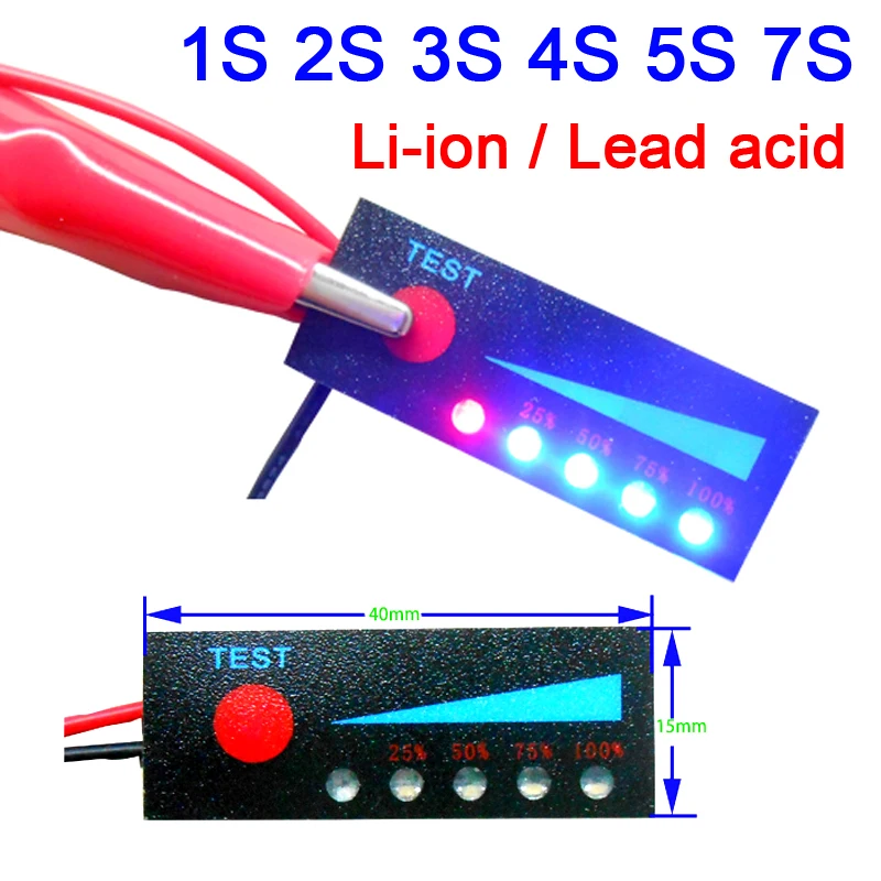 

1S 2S 3S 4S 5S 7S 8S 10S 12V 12V 24V Lead acid Lithium Battery Capacity Indicator LED Display 3.7V 4.2V Power Level 13S 16S