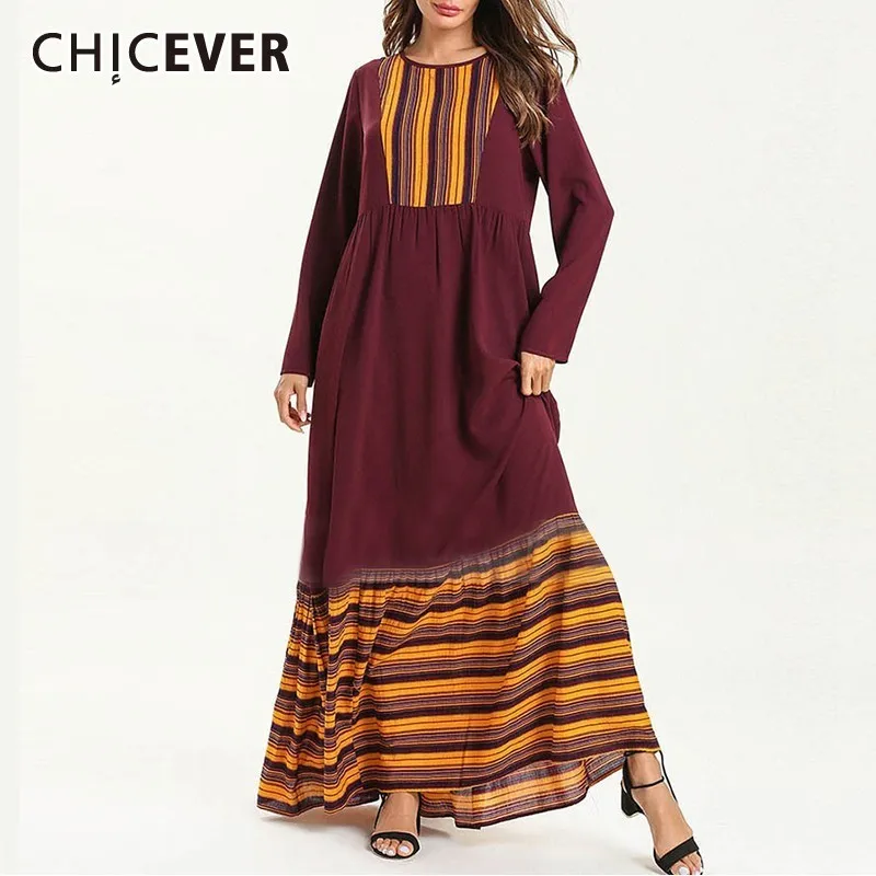 Женское платье в полоску CHICEVER разноцветное свободное трапециевидной формы до