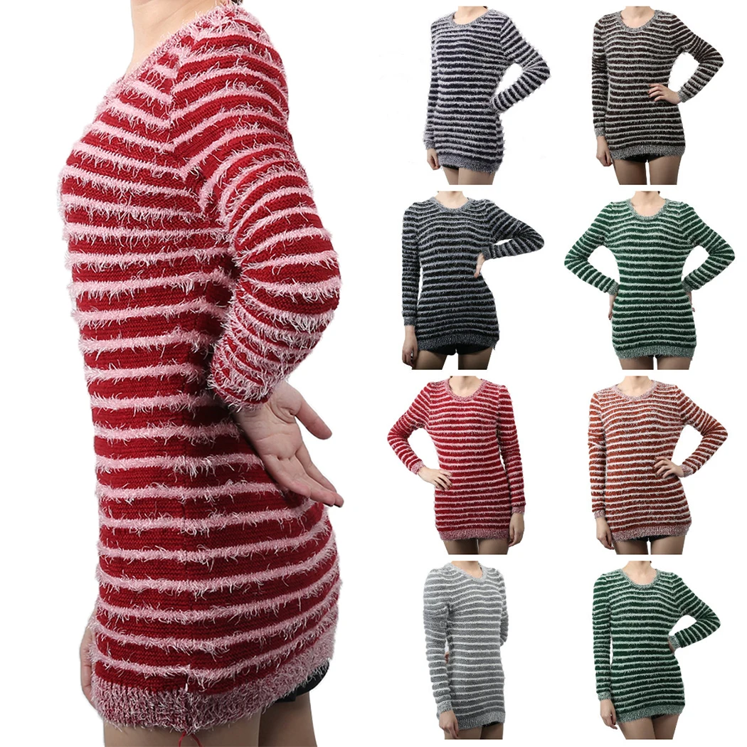 Fashion 2018 Winter Women Sweaters And Pullovers Korean Fluffy Stripe Female Sweater Christmas Tops Jumper | Женская одежда