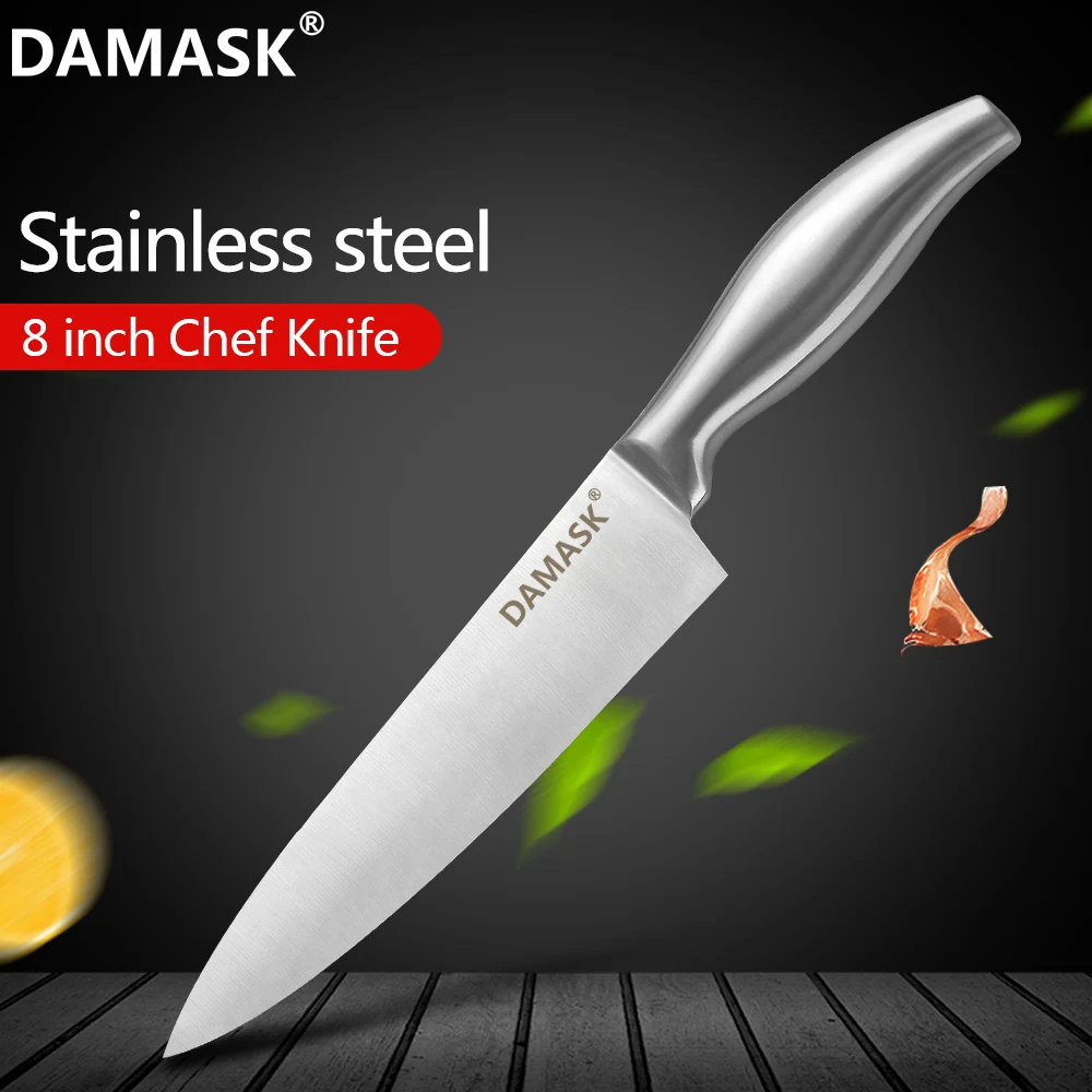 Damask кухонные ножи шеф повара 8 дюймов 7cr17 из нержавеющей стали нож для столовых