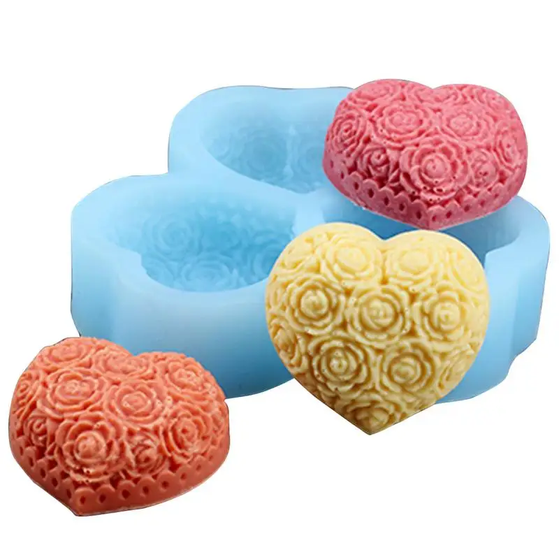 Силиконовые формы для рождественских свечей с 3 цветами в форме сердца