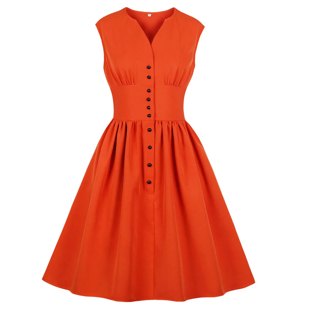 Женское винтажное платье без рукавов зеленое в стиле ретро с V образным вырезом