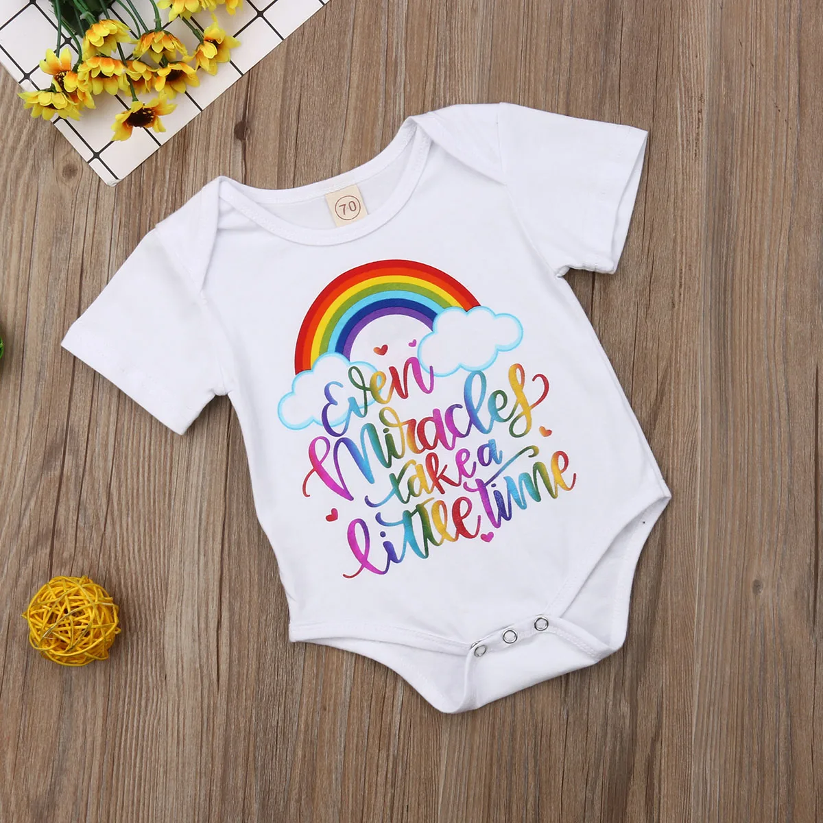 Комбинезон унисекс с короткими рукавами и принтом для новорожденных мальчиков