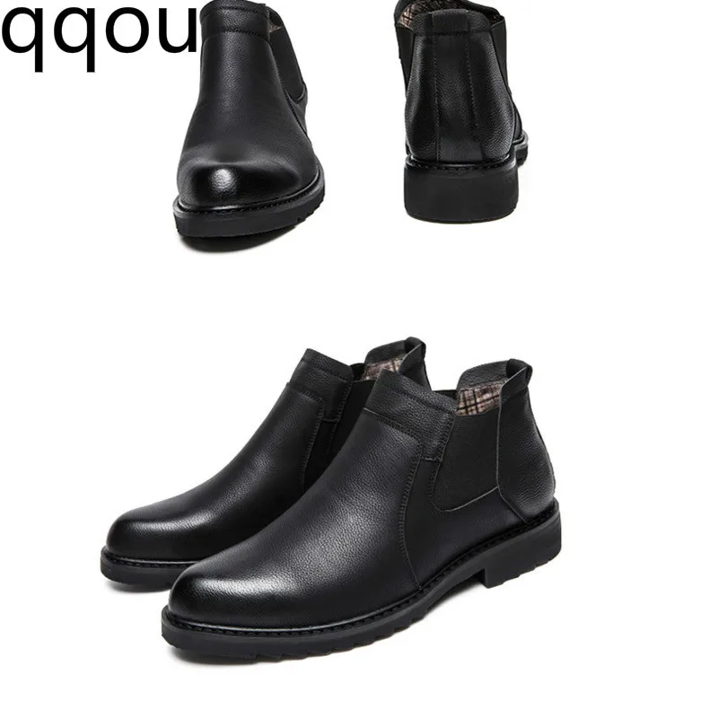 Cow Suede Chelsea Boots Men Sneakers High Quality Ankle Shoes Leather Winter Work Zapatos Hombre | Обувь