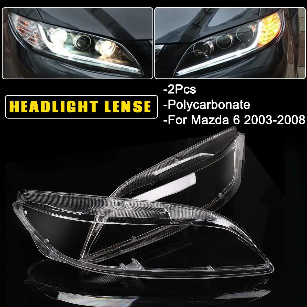 Фара Autoleader 1 пара для Mazda 6 2003 2008 пластиковая прозрачная сменная крышка объектива