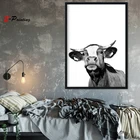 Современная Настенная живопись, холст, черно-белые животные, дикая корова, фотография, постер, ферма, украшение дома, картина