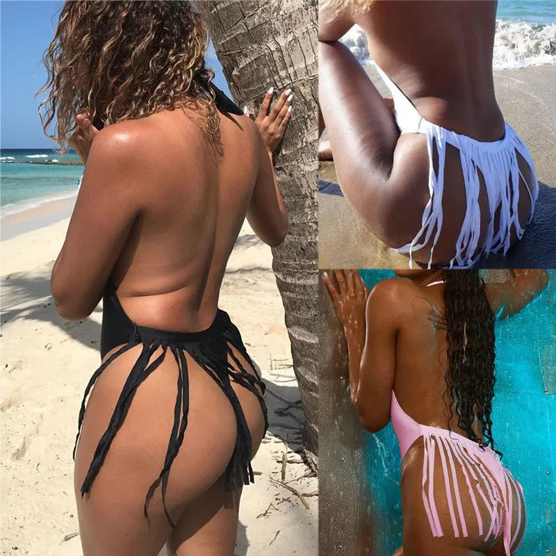 Meihuida Swimwear Women One Piece Swimsuit Tassel Monokini Bikini Set Boho Beach Plus Size S-XL | Спорт и развлечения