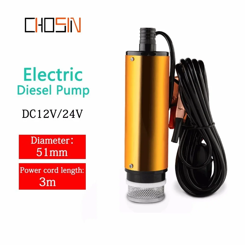 Dc 12v24vElectric Diesel Fuel Pump 51mm 30l/min Lift 3m Water Oil Car Camping Fishing Submersible Transfer Switch Aluminum Alloy