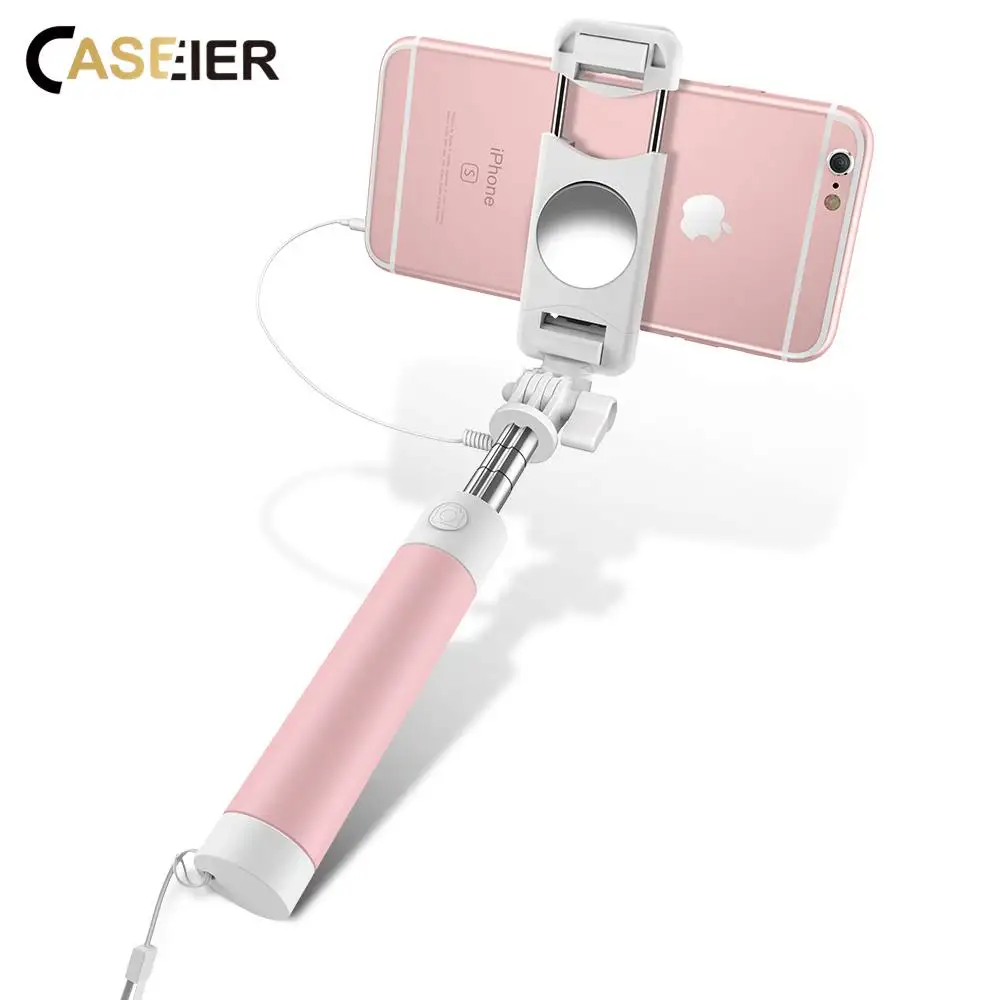 Универсальная Проводная селфи-палка CASEIER для iPhone7 8 X Samsung Xiaomi Huawei зеркало Складная