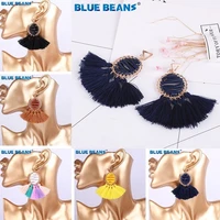 big earrings 2019 fringed boho style new blue black yellow long section mesh ladies jewelry fashion leather rope ethnic korea cc