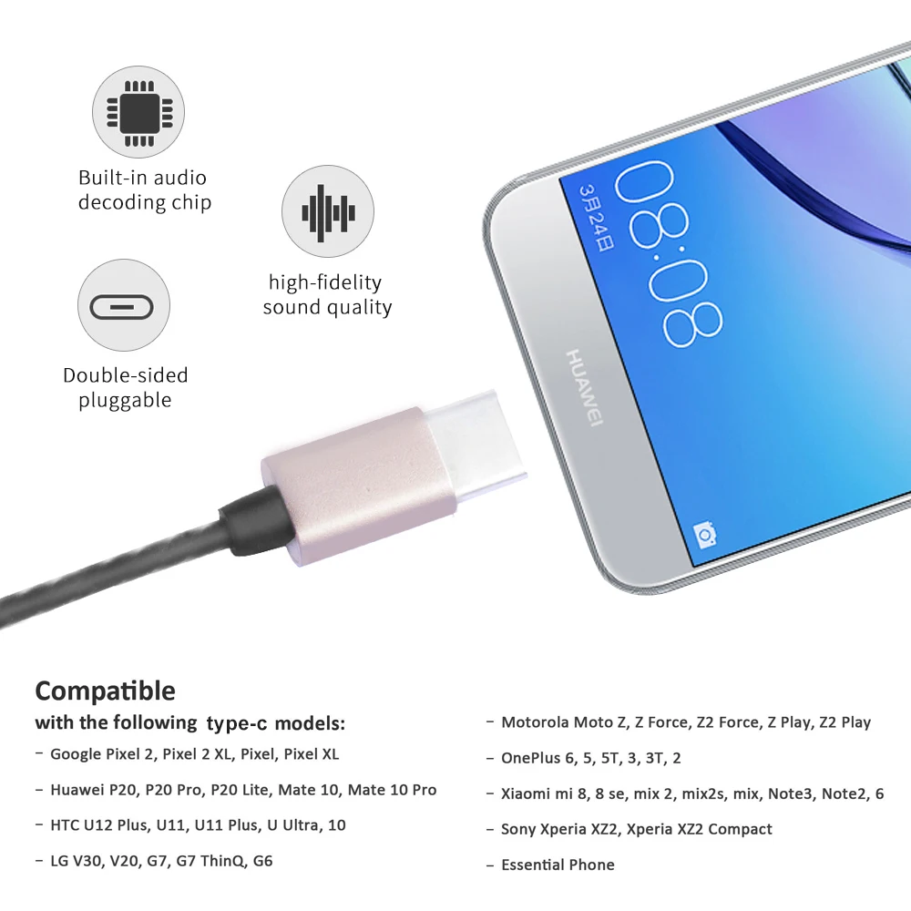 Кабель для наушников okscc Type C Mmcx шнуры с кнопкой управления микрофоном Xiaomi 6 /Huawei P20