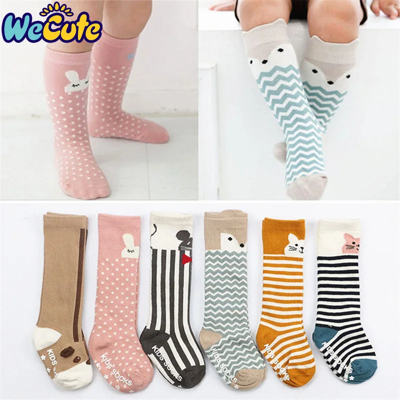 Носки Wecute Детские хлопковые нескользящие до колена милые Мультяшные с рисунком