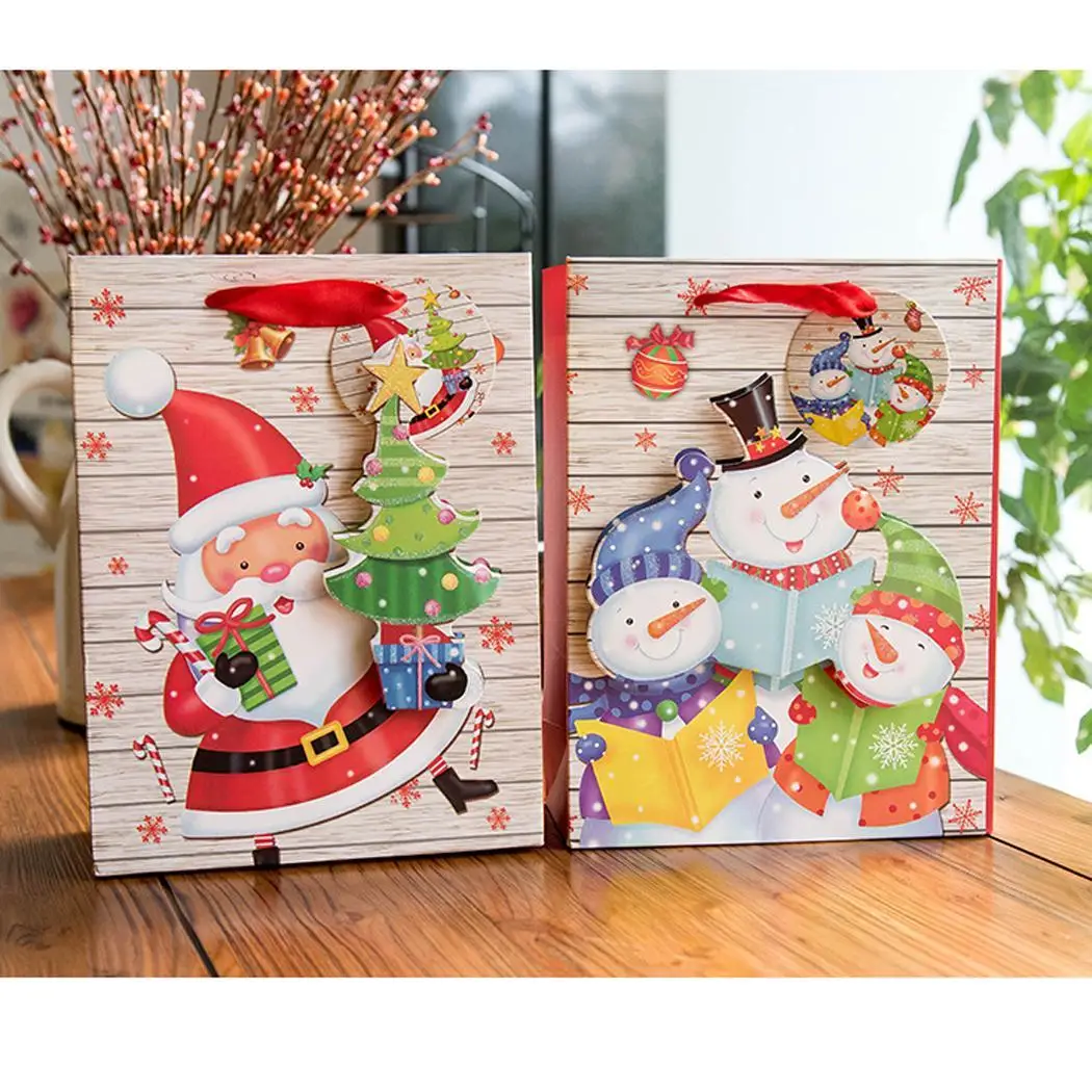 Gift Cartoon Portable Bag Fashion Random Rectangle Paper Tote Christmas | Дом и сад