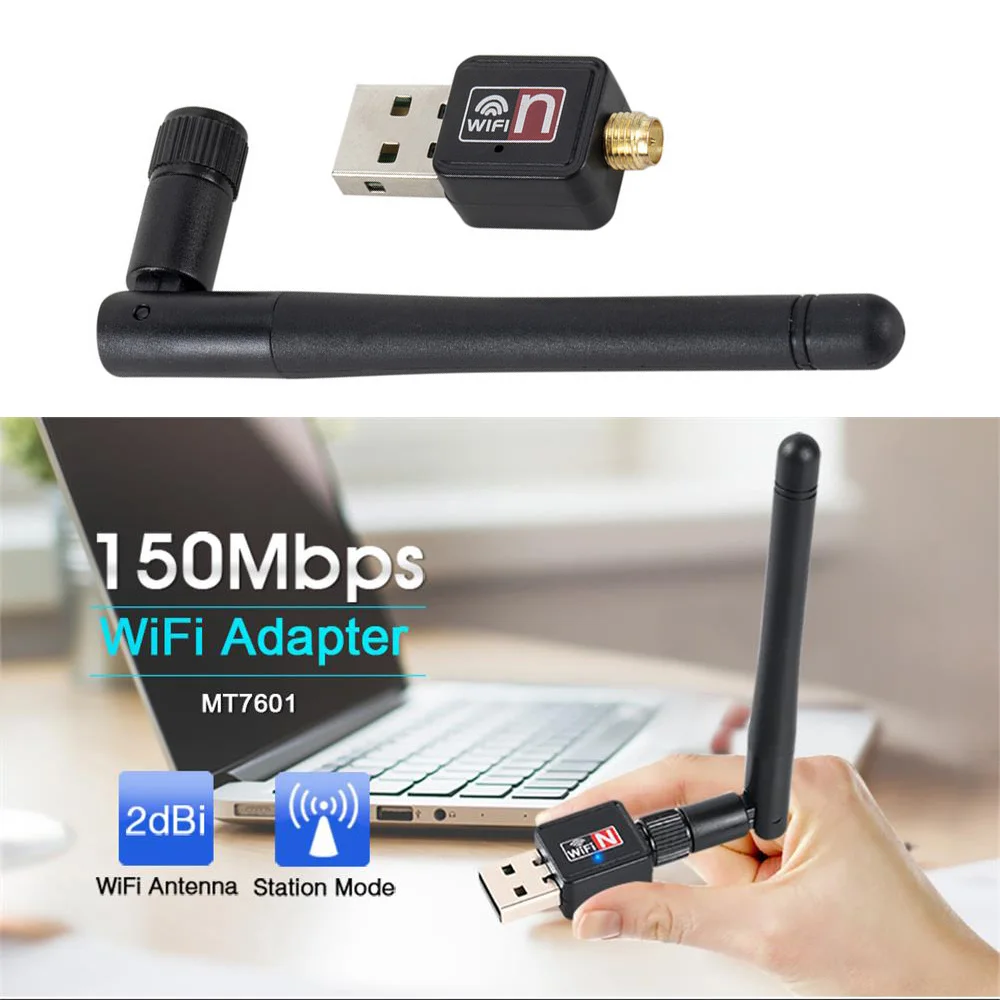 Высокоскоростной мини USB Wifi адаптер 150 Мбит/с 2 дБ WiFi ключ MT7601 Wi Fi приемник