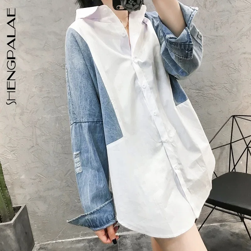 женская блузка SHENGPALAE рубашка свободная джинсовая &quotblusas femininas de verão 2020&quot с