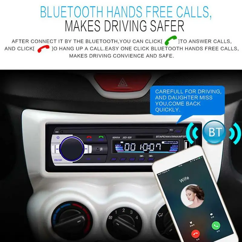 1 Din 12V автомобильное радио Bluetooth Сабвуфер стерео FM аудио плеер Зарядное