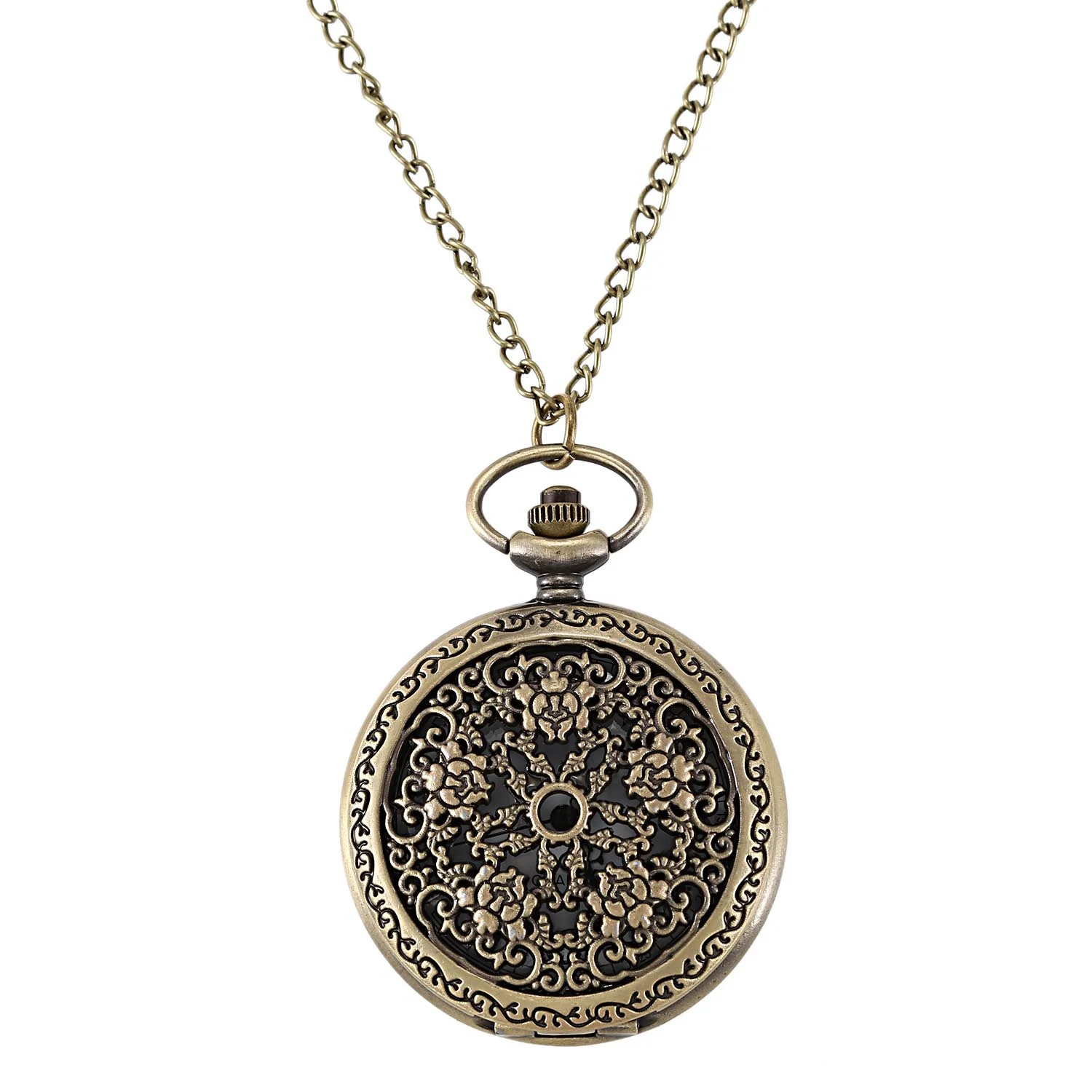 Palace Carved Pocket Watch Vintage Bronze Five Roses Ladies Romantic Hollow Pendant | Наручные часы